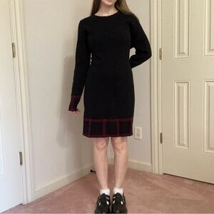 Black & Burgundy Sweater Dress